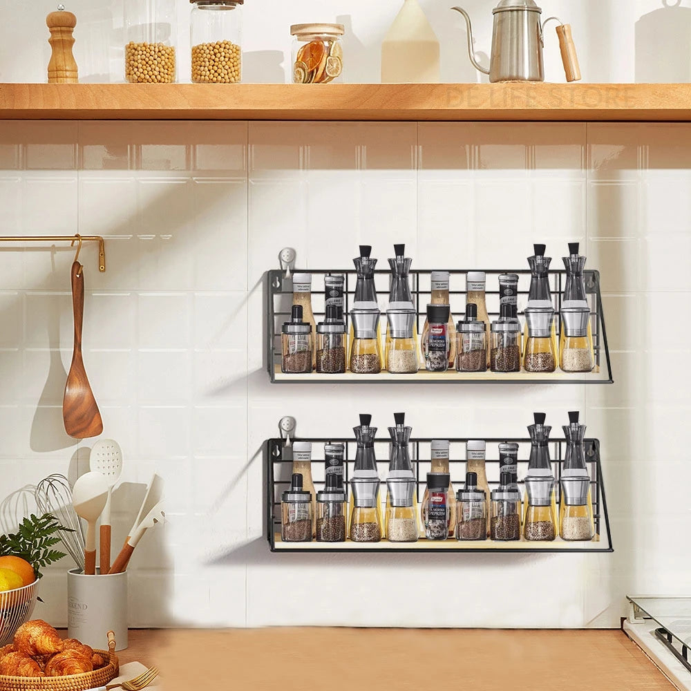 étagère murale bois et fer cuisine