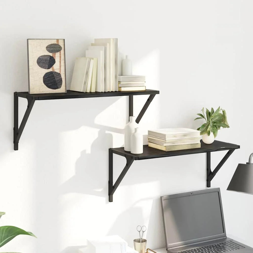étagère murale bois et noir