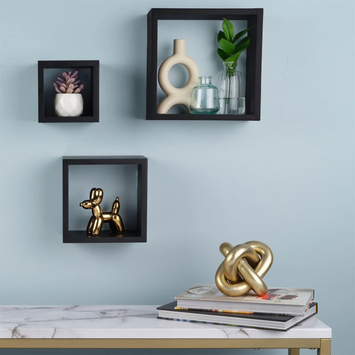 étagère carré murale bois