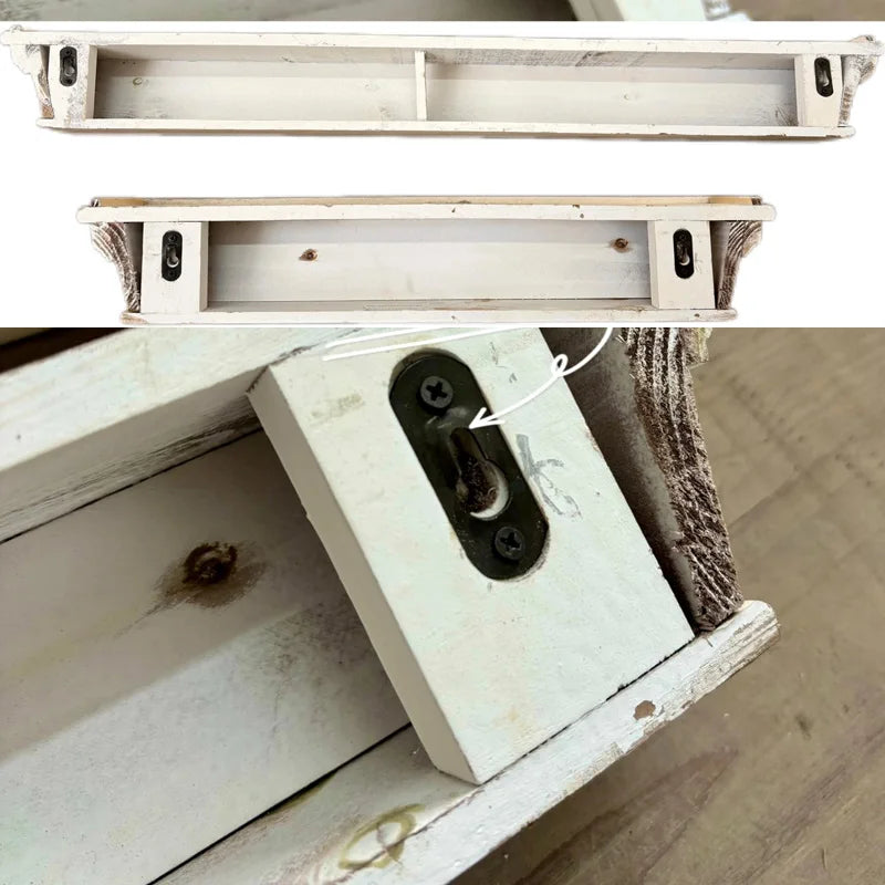 étagère murale bois blanc vieilli