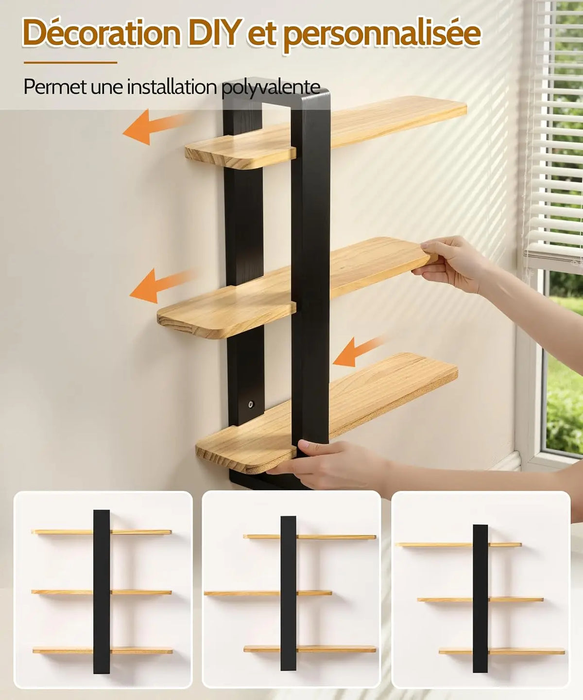 étagère murale bois suspendue