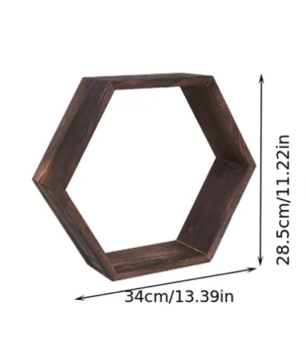 étagère murale hexagonale bois