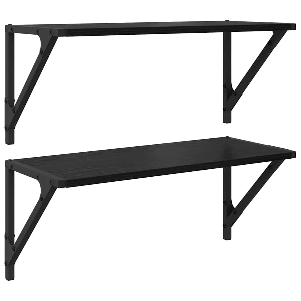 étagère murale bois et noir
