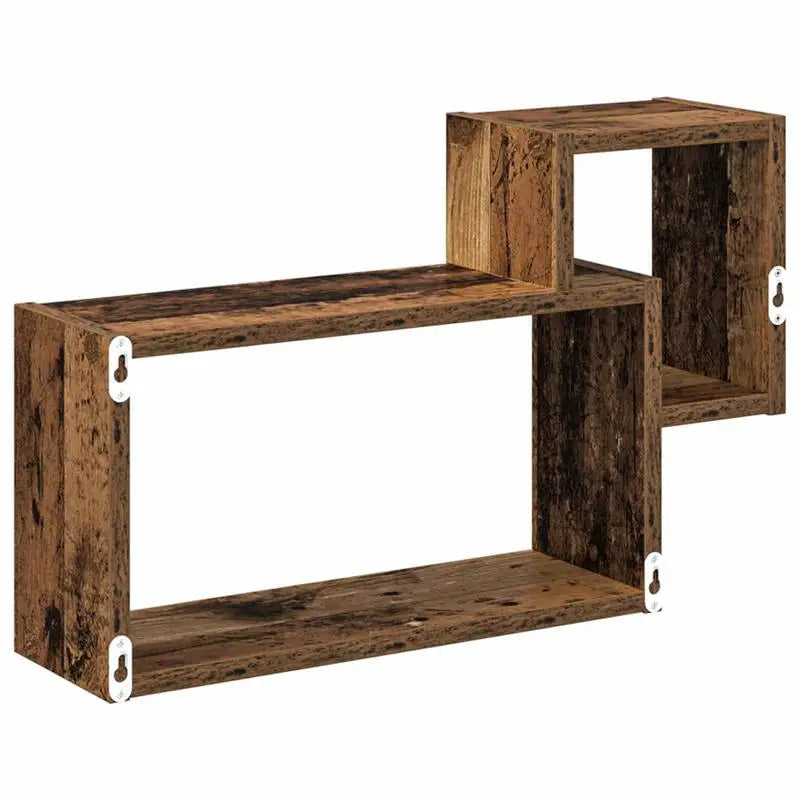 étagere murale bois 2 cubes encastrés