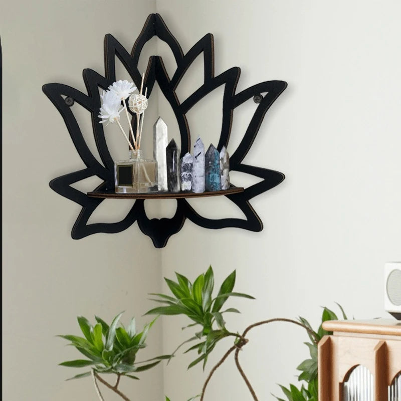 étagère d’angle murale en bois original