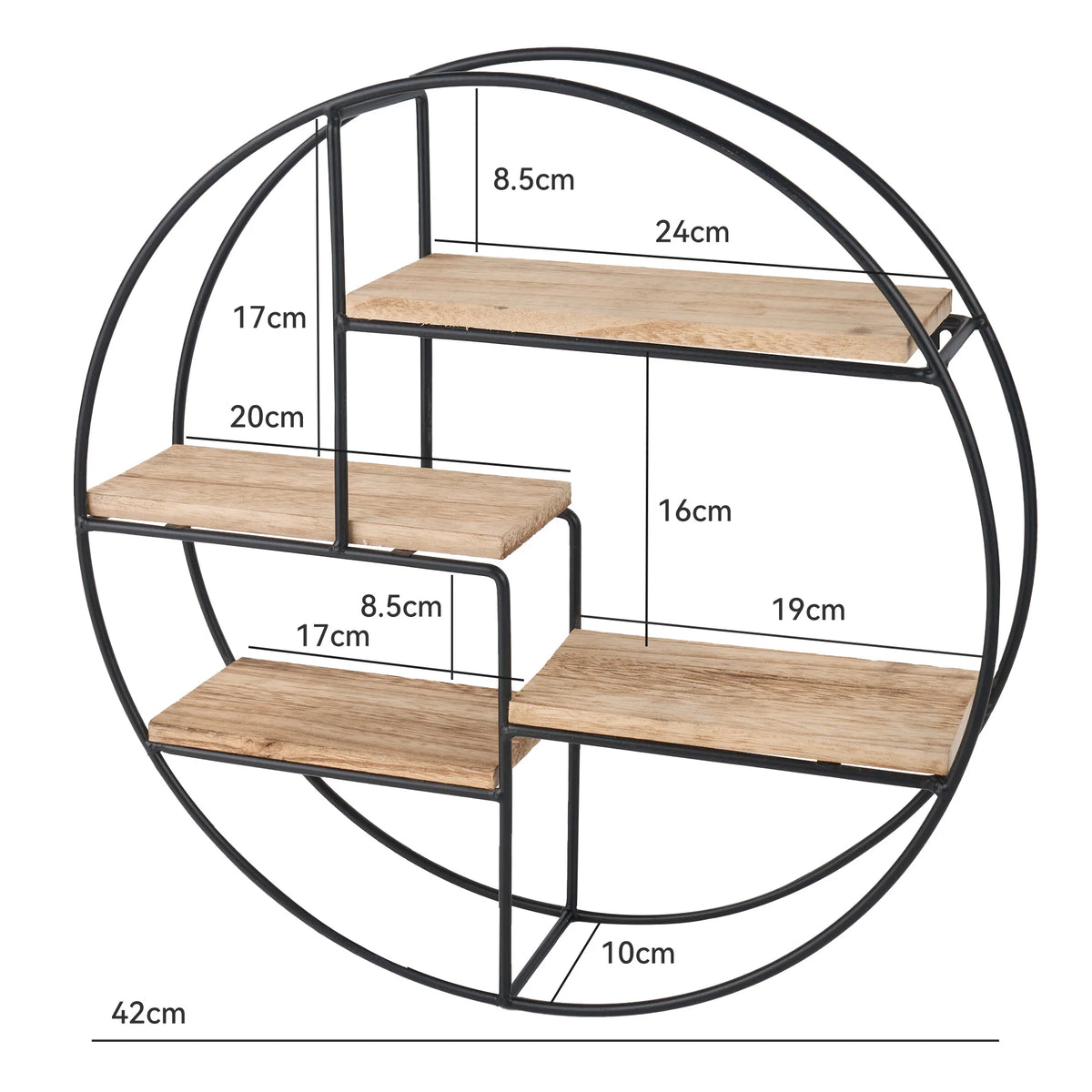 étagère murale ronde bois et métal