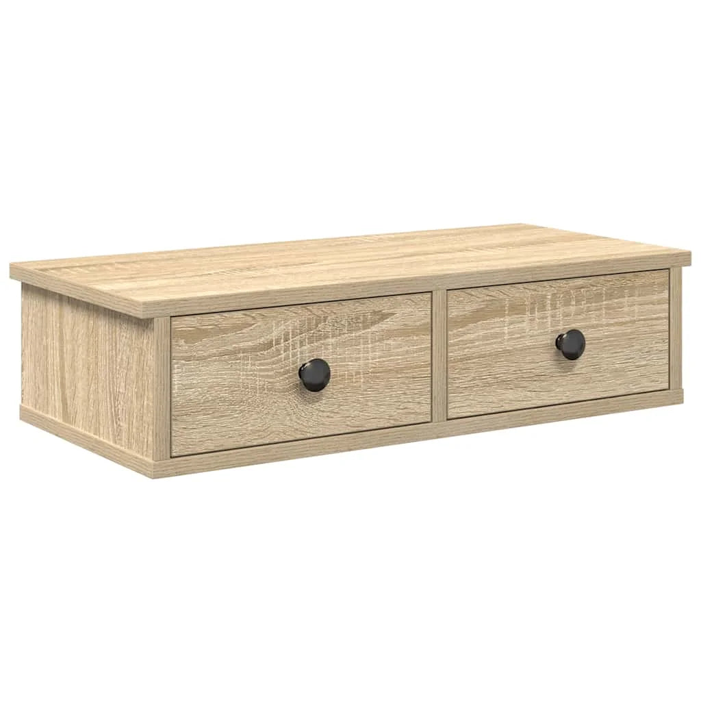 étagere murale d'entrée en bois avec 2 tiroire