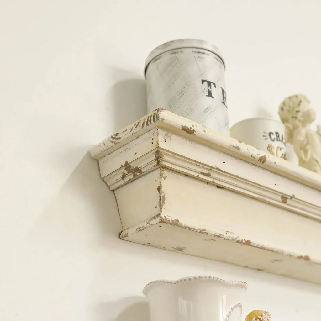 étagère murale bois blanc vieilli