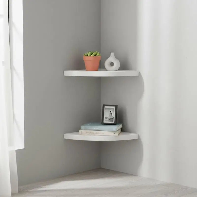 Étagère d’angle murale bois blanc