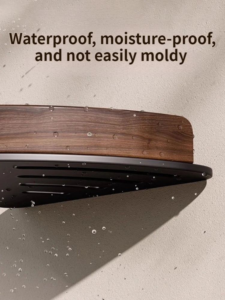 étagère d’angle murale en bois pour salle de bain