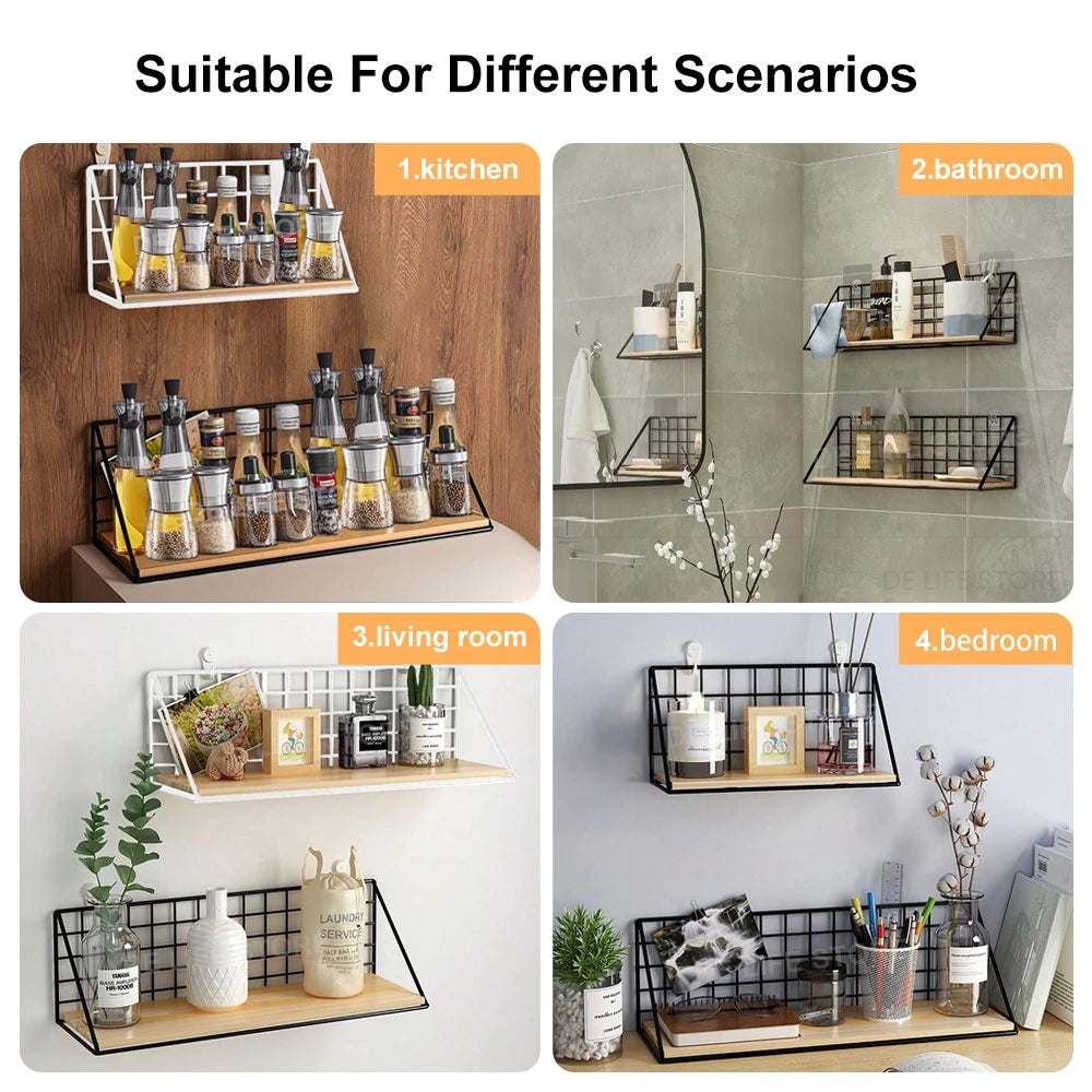 étagère murale bois et fer cuisine