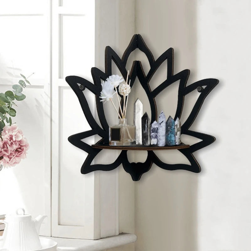 étagère d’angle murale en bois original