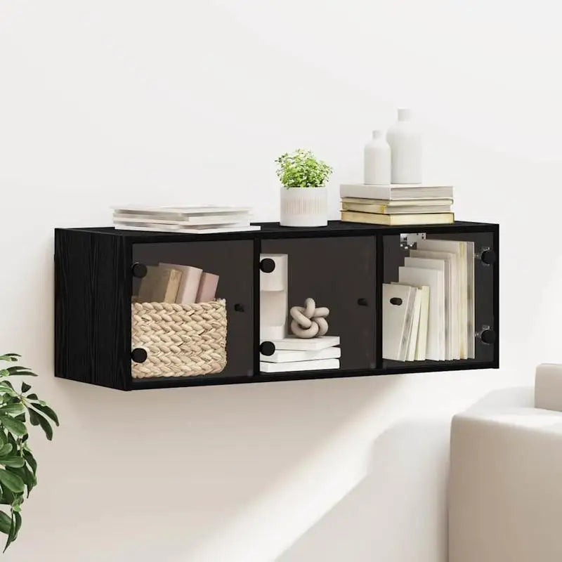 petite étagère murale fermée vitrée en bois