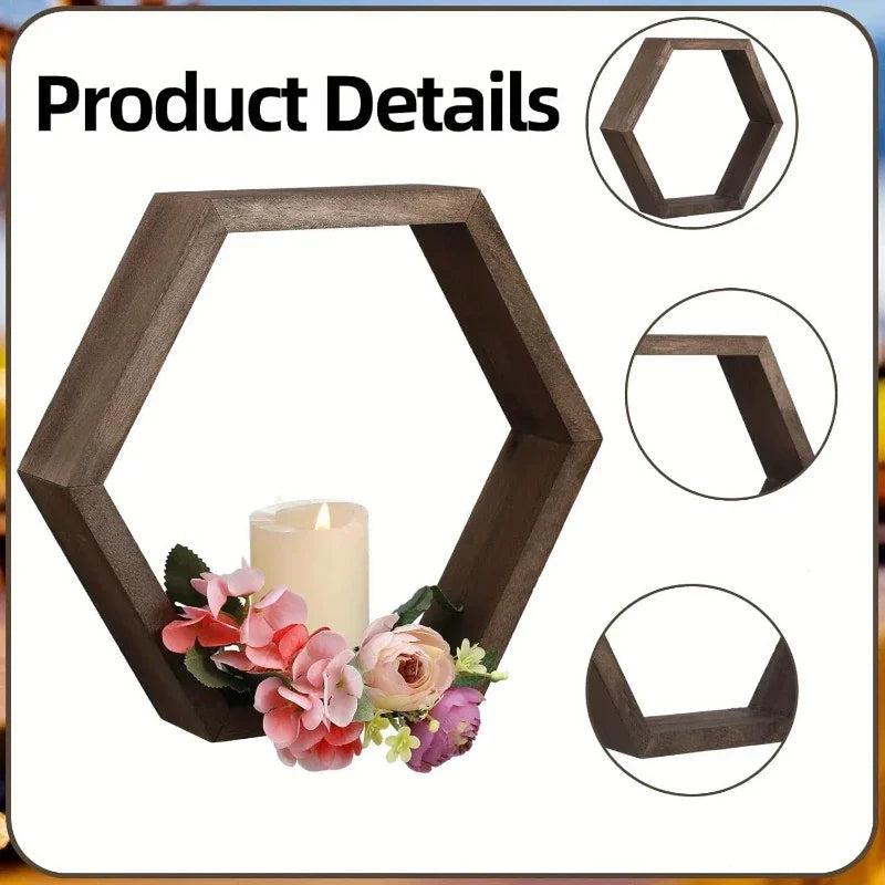 étagère murale hexagonale bois