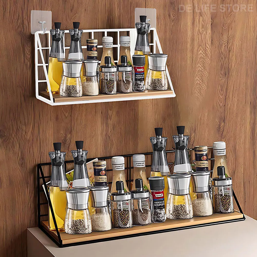 étagère murale bois et fer cuisine