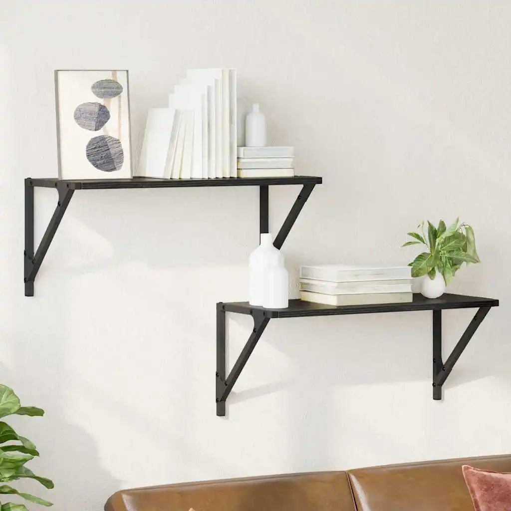 étagère murale bois et noir