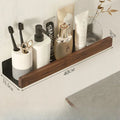 petite étagère murale bois marron foncé salle de bain