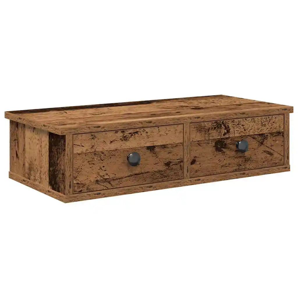 étagere murale d'entrée en bois avec 2 tiroire