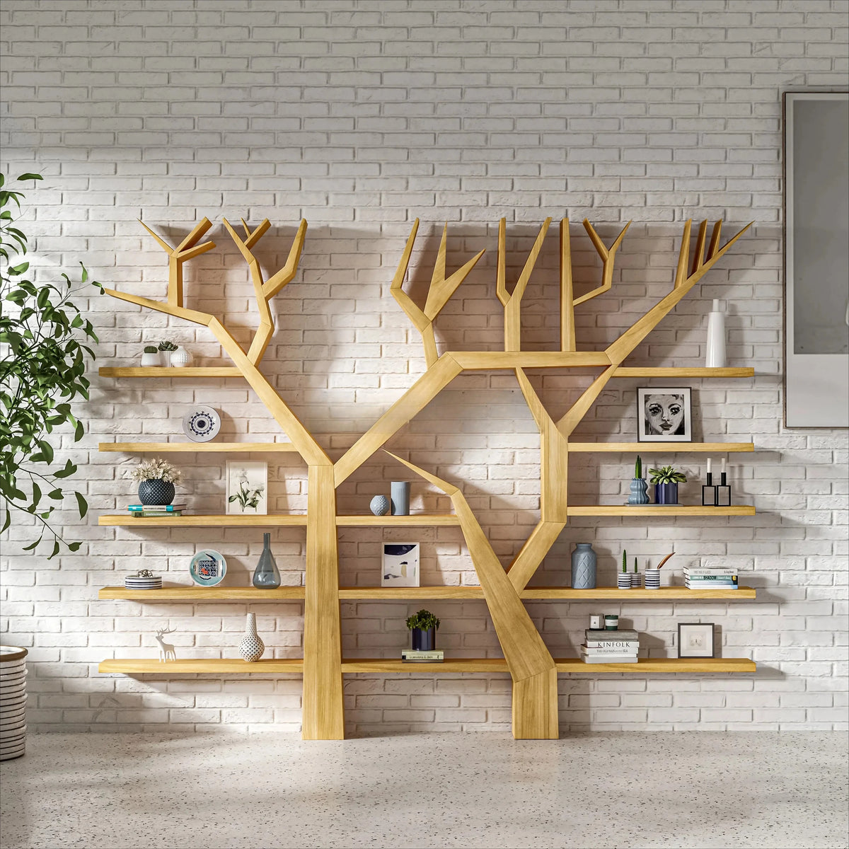étagère murale bois arbre