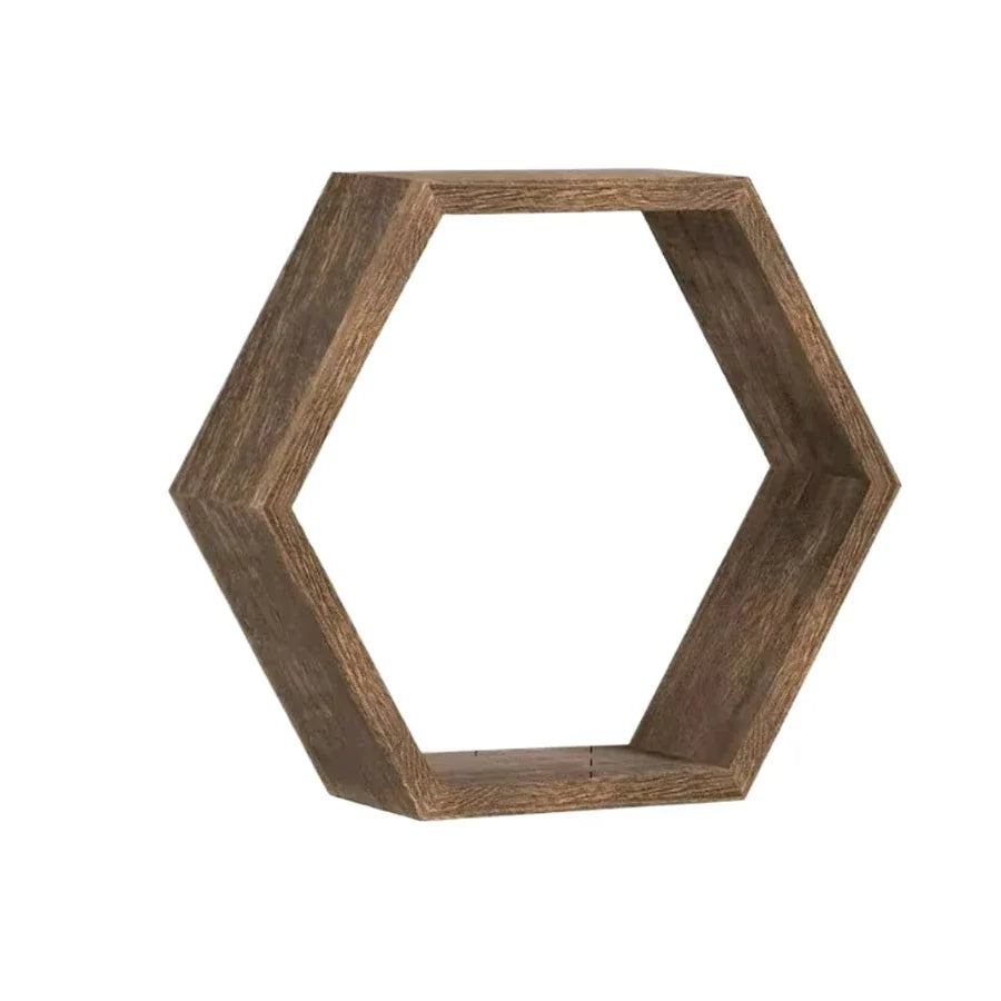étagère murale hexagonale bois